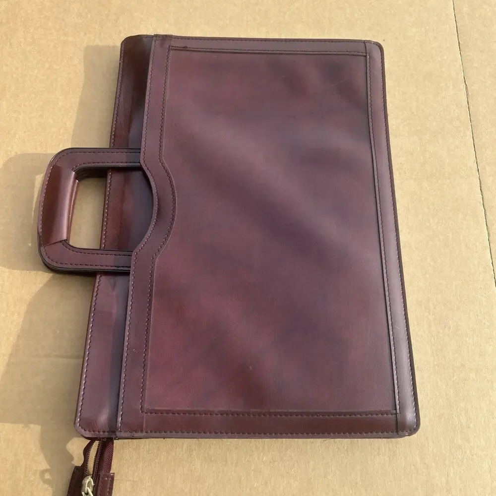 Vintage Oleg Cassini Brown Leather Look Portfolio Briefcase Organizer Taiwan